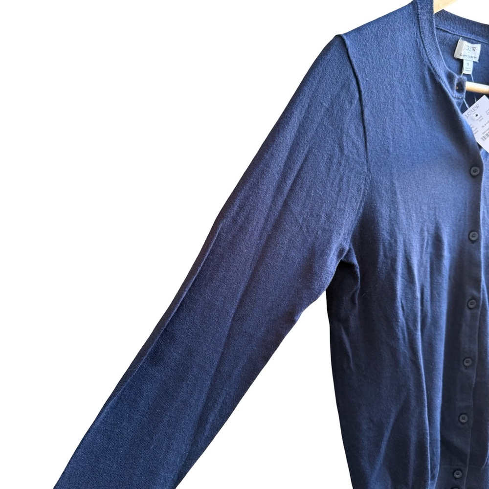 NWT J. Crew Navy Classic Cotton Button-Up Sweater Cardigan Minimalist Academia - Picture 6 of 16